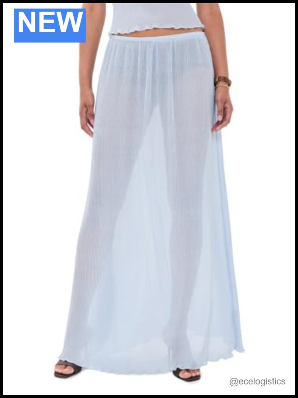 Lioness Women's Ford Maxi Skirt Lightweight Plisse Lettuce Hem